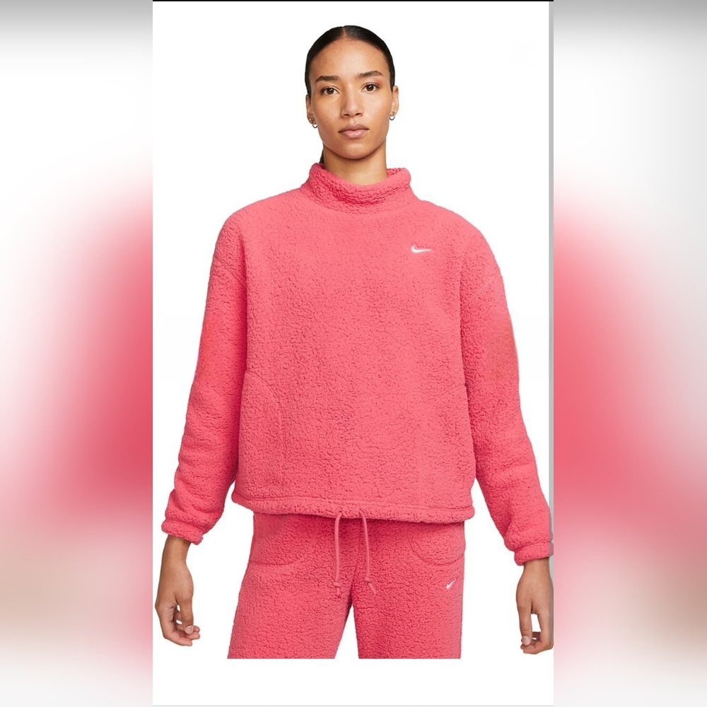 Nike Women's Salmon Mock Neck Therma Fit Fleece Jacket extra small